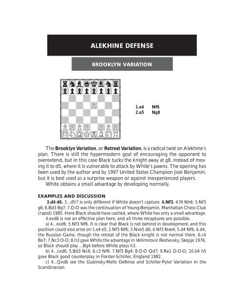 Unorthodox variations of the Alekhine Defense - Eric Schiller